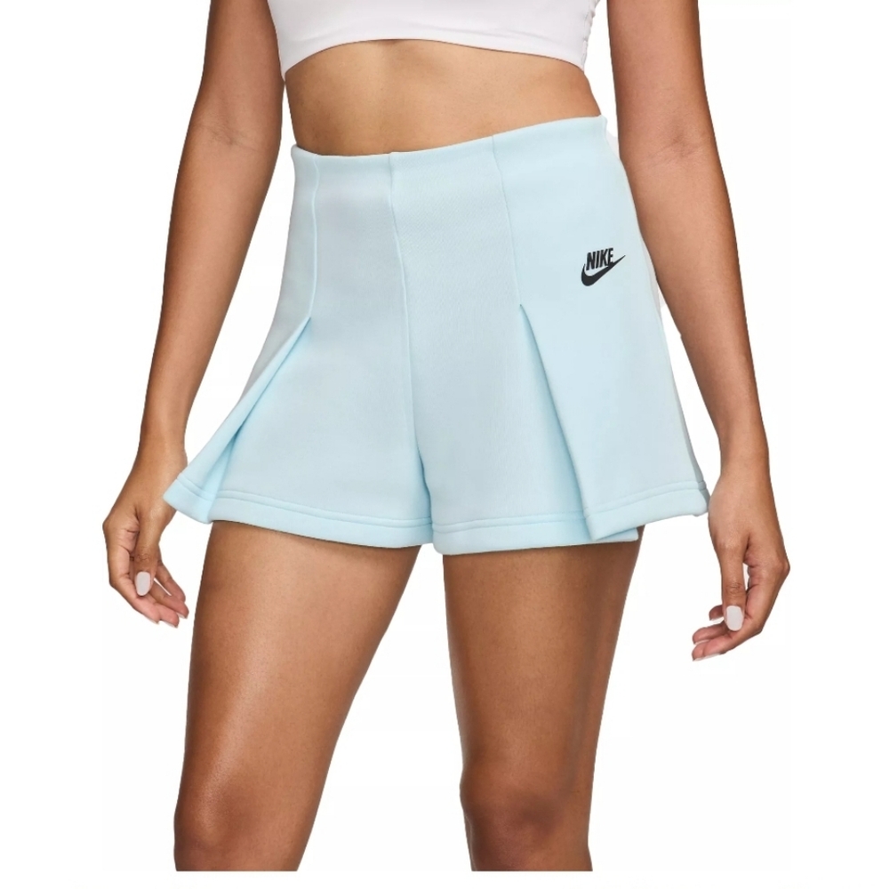 Nike Tech Sportswear Fleece High Rise 3" Pleated Shorts Blue Gym Nwt Streetwear